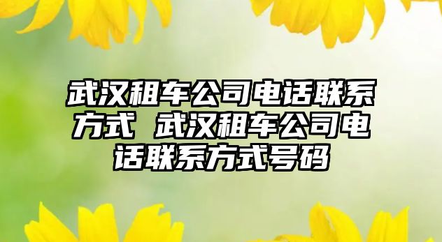 武漢租車公司電話聯系方式 武漢租車公司電話聯系方式號碼