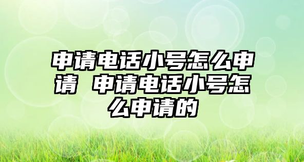 申請電話小號怎么申請 申請電話小號怎么申請的