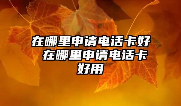 在哪里申請電話卡好 在哪里申請電話卡好用