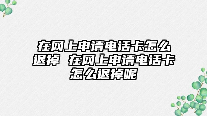 在網上申請電話卡怎么退掉 在網上申請電話卡怎么退掉呢