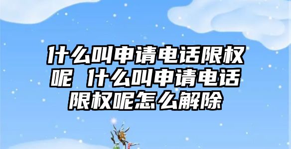 什么叫申請電話限權(quán)呢 什么叫申請電話限權(quán)呢怎么解除