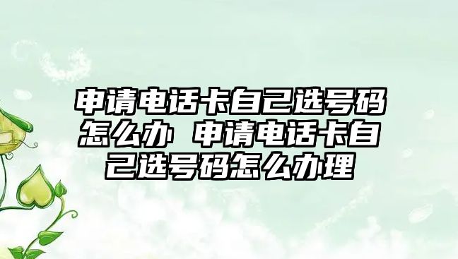 申請電話卡自己選號碼怎么辦 申請電話卡自己選號碼怎么辦理