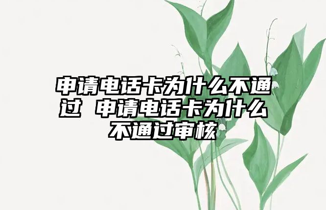 申請電話卡為什么不通過 申請電話卡為什么不通過審核
