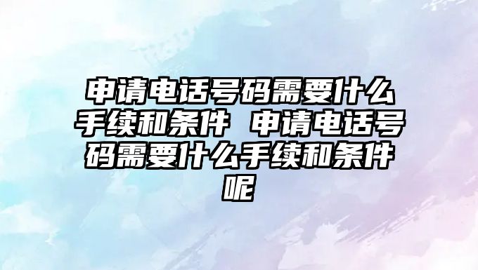 申請(qǐng)電話號(hào)碼需要什么手續(xù)和條件 申請(qǐng)電話號(hào)碼需要什么手續(xù)和條件呢