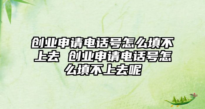 創(chuàng)業(yè)申請電話號怎么填不上去 創(chuàng)業(yè)申請電話號怎么填不上去呢