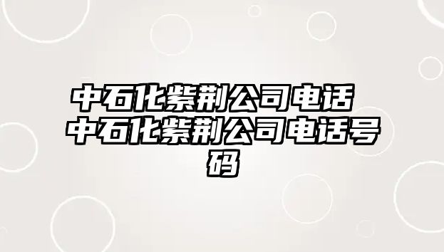 中石化紫荊公司電話 中石化紫荊公司電話號碼