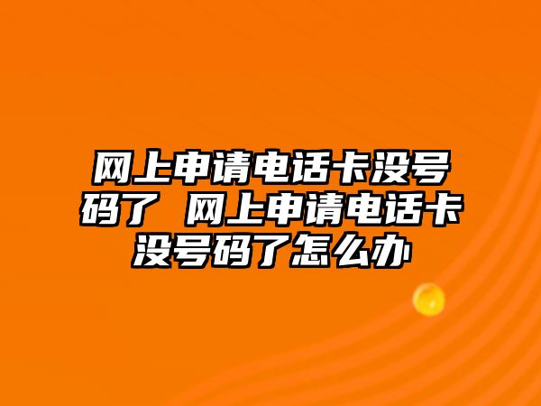 網(wǎng)上申請(qǐng)電話卡沒號(hào)碼了 網(wǎng)上申請(qǐng)電話卡沒號(hào)碼了怎么辦