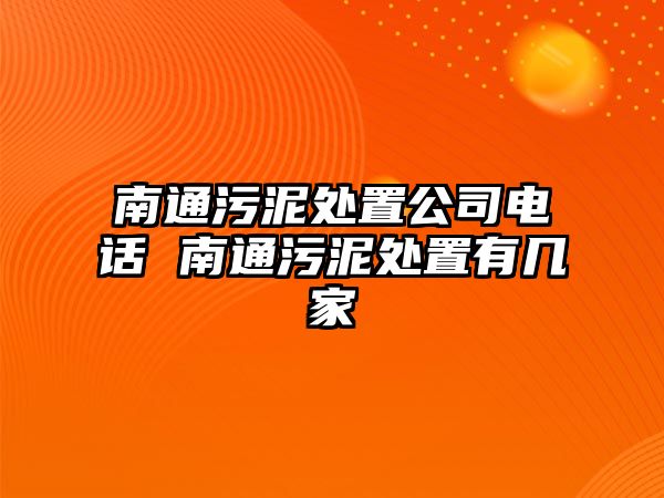 南通污泥處置公司電話 南通污泥處置有幾家