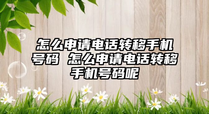 怎么申請電話轉移手機號碼 怎么申請電話轉移手機號碼呢