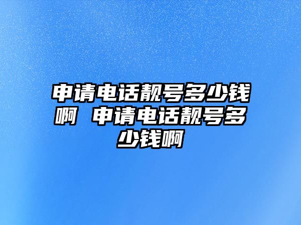 申請電話靚號多少錢啊 申請電話靚號多少錢啊