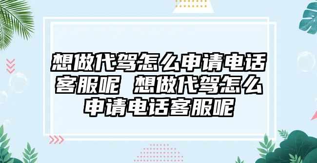 想做代駕怎么申請電話客服呢 想做代駕怎么申請電話客服呢