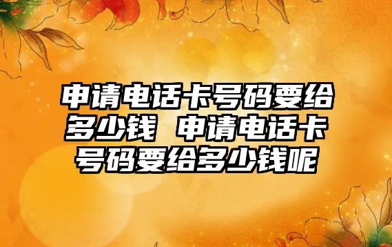 申請電話卡號碼要給多少錢 申請電話卡號碼要給多少錢呢