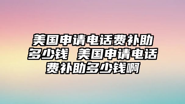 美國申請電話費補助多少錢 美國申請電話費補助多少錢啊