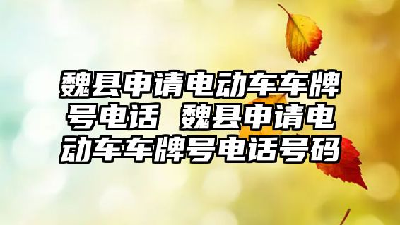 魏縣申請電動車車牌號電話 魏縣申請電動車車牌號電話號碼