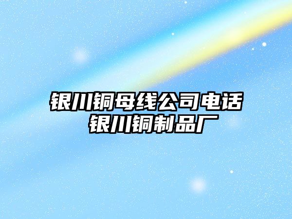 銀川銅母線公司電話 銀川銅制品廠