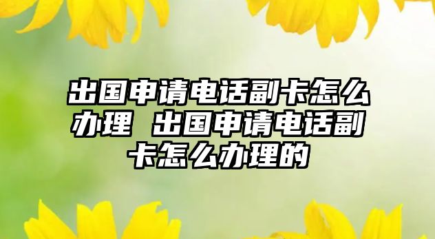 出國申請電話副卡怎么辦理 出國申請電話副卡怎么辦理的