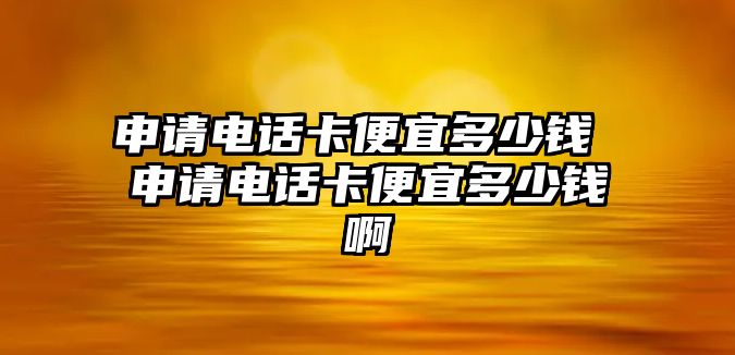 申請電話卡便宜多少錢 申請電話卡便宜多少錢啊