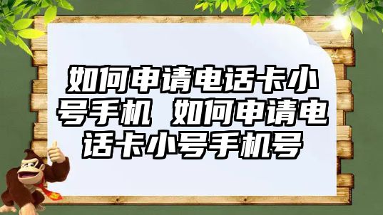 如何申請電話卡小號手機 如何申請電話卡小號手機號
