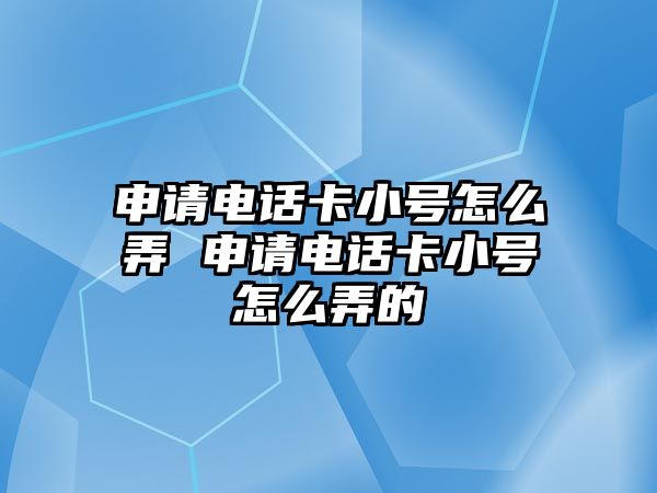 申請電話卡小號怎么弄 申請電話卡小號怎么弄的