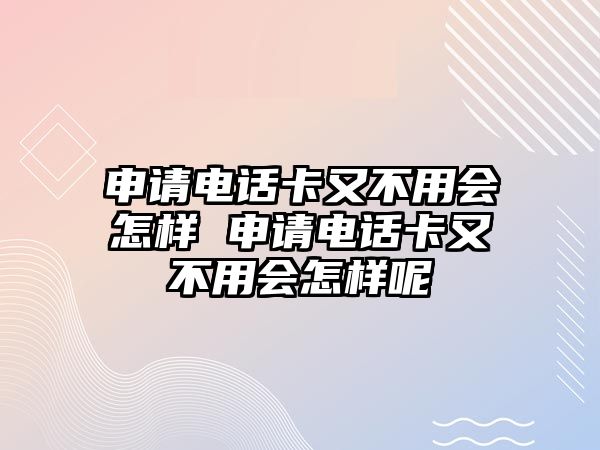 申請電話卡又不用會(huì)怎樣 申請電話卡又不用會(huì)怎樣呢