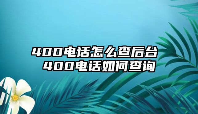 400電話怎么查后臺 400電話如何查詢
