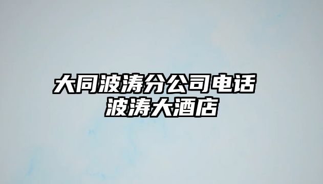 大同波濤分公司電話 波濤大酒店
