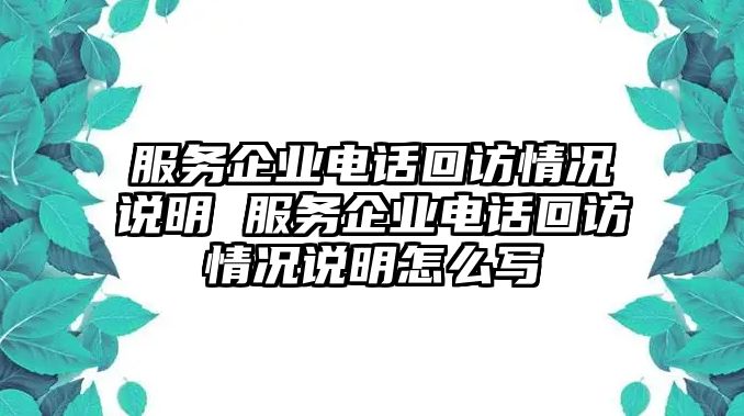服務企業電話回訪情況說明 服務企業電話回訪情況說明怎么寫