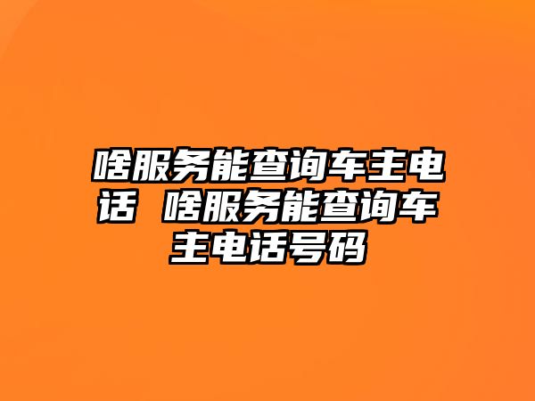 啥服務(wù)能查詢車主電話 啥服務(wù)能查詢車主電話號碼