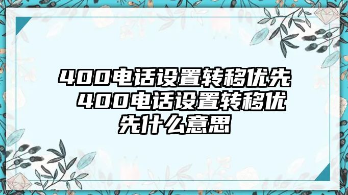 400電話設置轉移優先 400電話設置轉移優先什么意思
