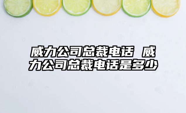 威力公司總裁電話 威力公司總裁電話是多少